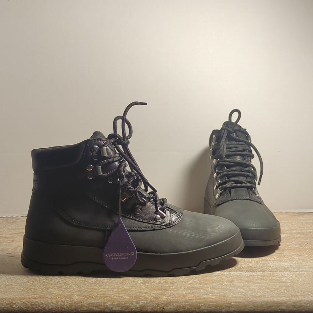 New Urban Outfitters Vagabond Women's Jill Black Leather Lace Hiker Boots Eur 39